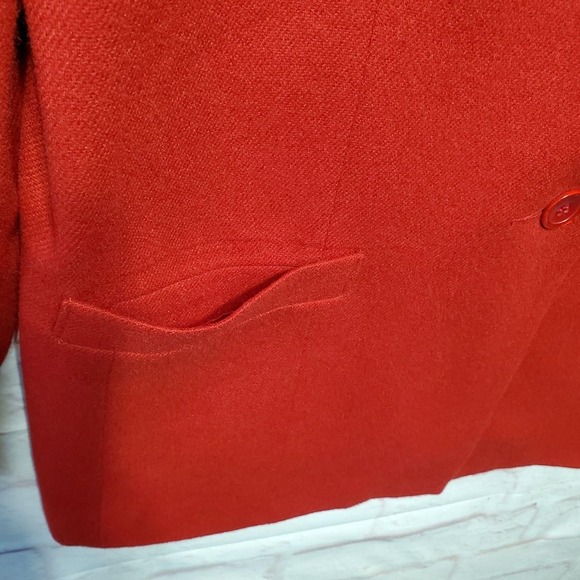 VTG Dumas 100% Pure Wool Jacket Womens Medium Red Classic Holiday 80s Blazer USA - Picture 7 of 15